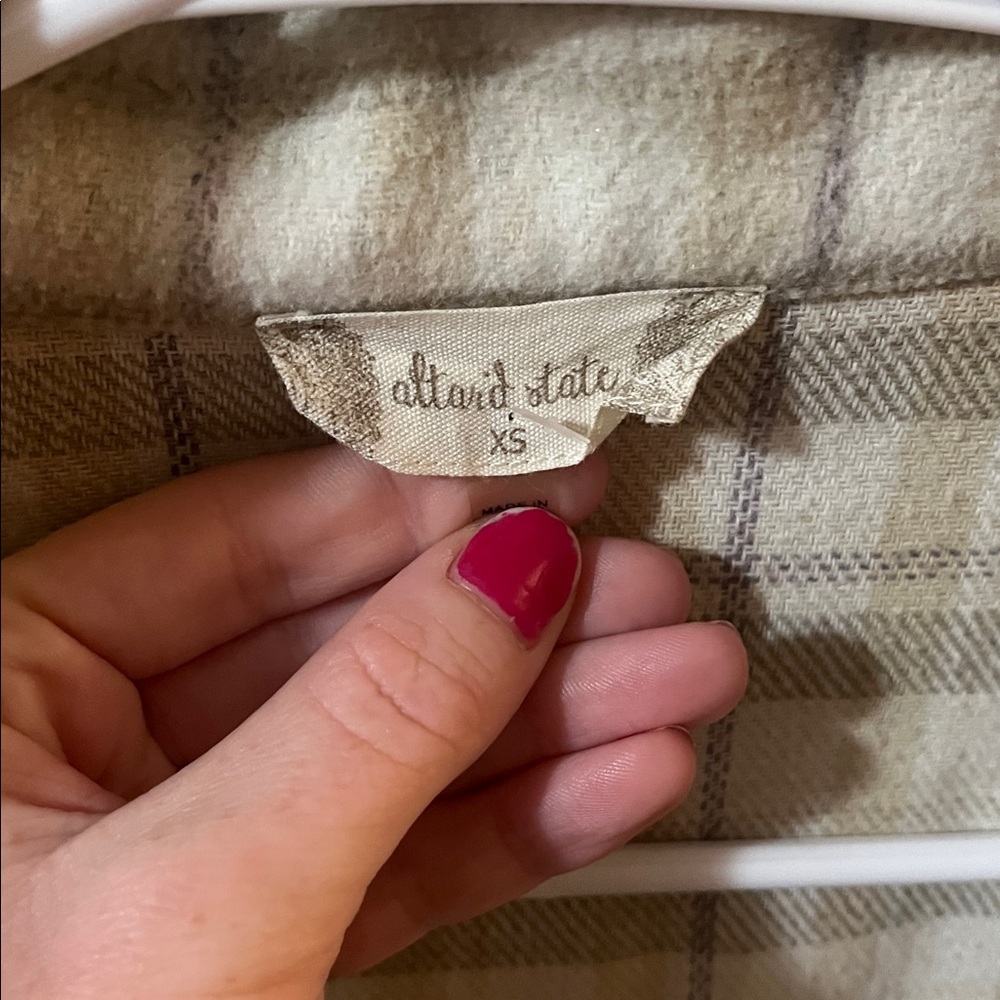 Altar'd State Beige Plaid Shirt Jacket - Picture 2 of 2